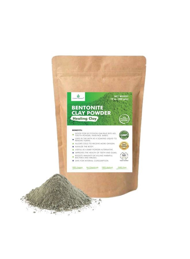 cosmic element 100% Pure Calcium Bentonite Clay Powder - Bentonite Clay Food Grade, Vegan, Healing Clay | Skin Care Detox - Deep Pore Cleansing Face & Body Mask for Soft, Smooth, Refreshed Skin | 12oz - Image 1