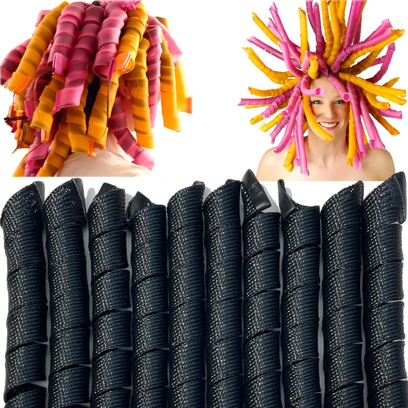 MC MAGIC CURLER 50 Pcs Heatless Spiral Hair Curlers 22inch Magic No Heat Hair Curls For Long Hair 6Pcs Styling Hooks DIY Hair Rollers Setblack