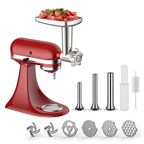 Cofun Metal Meat Grinder Attachment for KitchenAid Stand Mixers, Food Grinder Attachment Includes 4 Grinding Plates, 3 Sausage Stuffer Tubes, 2 Grinding Blades, Grinder and Sausage Stuffer by COFUN - Image 2