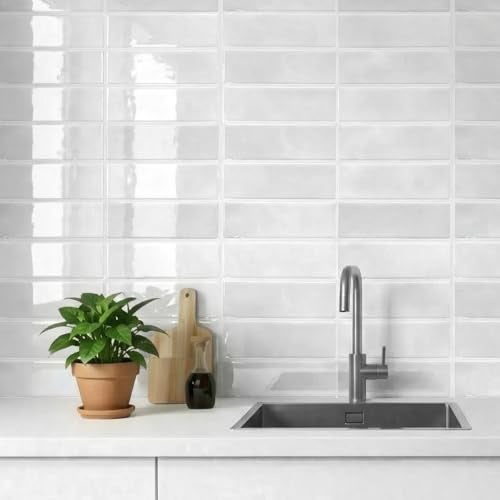 Greymond Peel and Stick Backsplash Tiles – Easy DIY Self-Adhesive Subway Wall Tiles, 10 Pack for Kitchen & Bathroom, 11.42'' x 9'' (White Grey) - Image 4