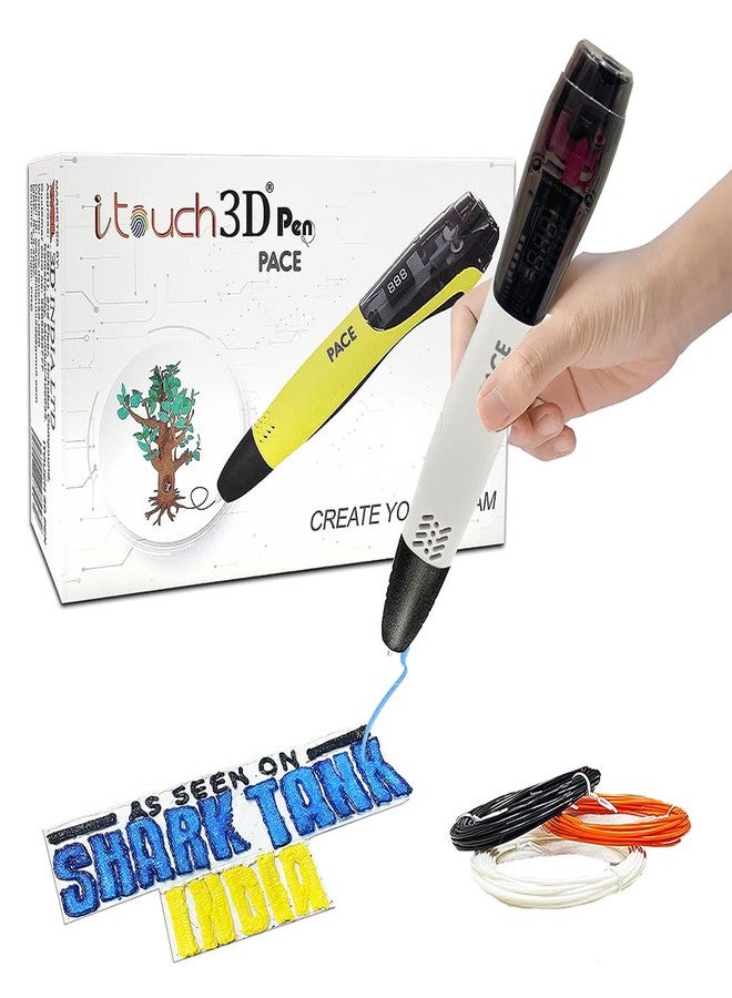 WOL 3D WOL3D I Touch Pace 3D Magic Pen (White) for Kids, Ergonomic Grip, Adjustable, Intelligent Speed & Temperature Regulation, OLED Display Speed, Accepts 1.75mm PLA/ABS Filaments, 0.7mm Nozzle, USB 5V 2A - Image 1