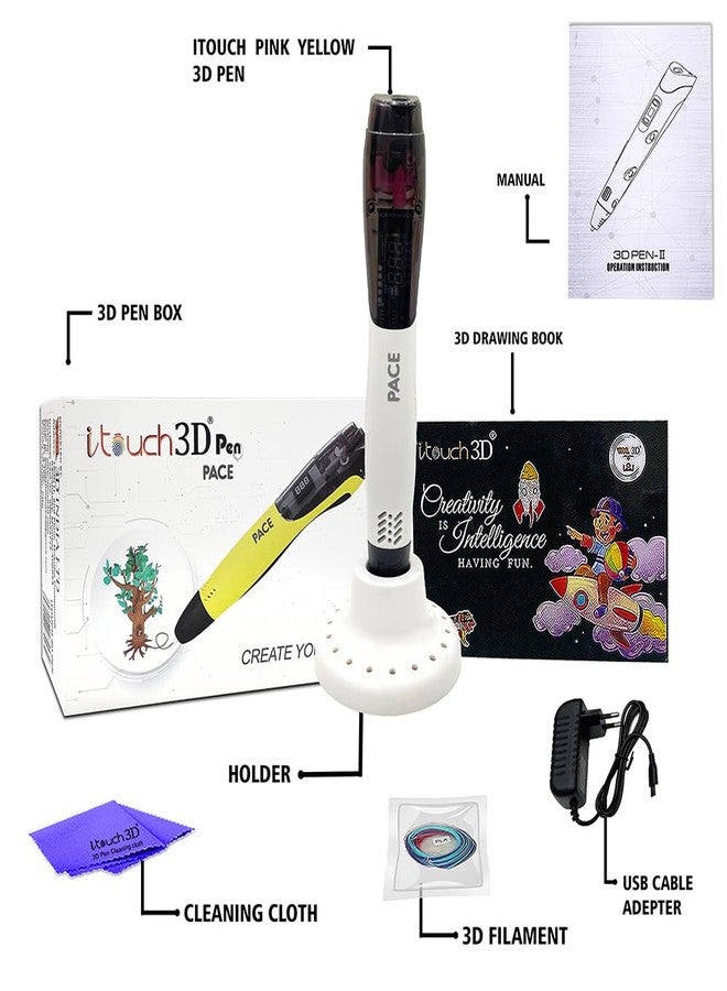 WOL 3D WOL3D I Touch Pace 3D Magic Pen (White) for Kids, Ergonomic Grip, Adjustable, Intelligent Speed & Temperature Regulation, OLED Display Speed, Accepts 1.75mm PLA/ABS Filaments, 0.7mm Nozzle, USB 5V 2A - Image 2