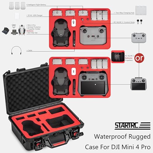 STARTRC Mini 4 Pro Waterproof Hard Carrying Case for DJI Mini 3 Pro/3 Accessories, Travel Case for Fly More Combo (RC2/RC/N1/N2 Controller) - Image 2