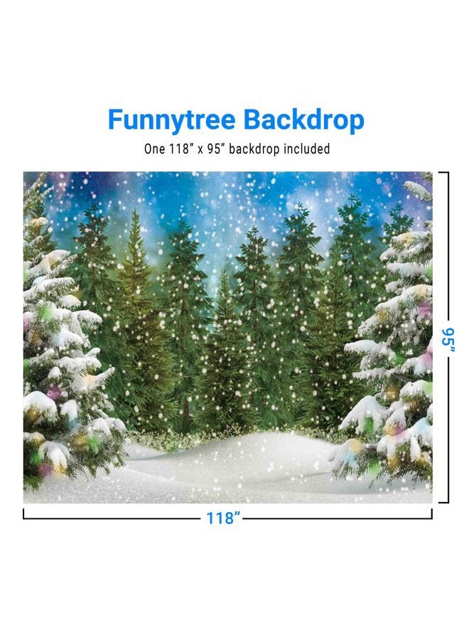 Funnytree 10x8FT Winter Forest Landscape Photography Backdrop Snowy Christmas Pine Tree Background Natural Scene Xmas Party Wall Decoration Supplies Photo Booth - Image 3