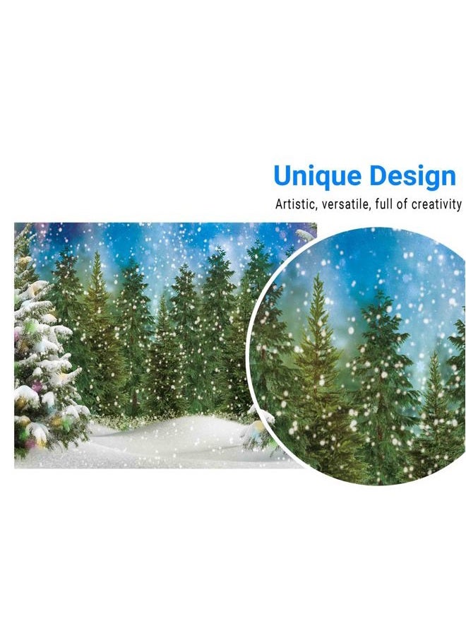 Funnytree 10x8FT Winter Forest Landscape Photography Backdrop Snowy Christmas Pine Tree Background Natural Scene Xmas Party Wall Decoration Supplies Photo Booth - Image 2