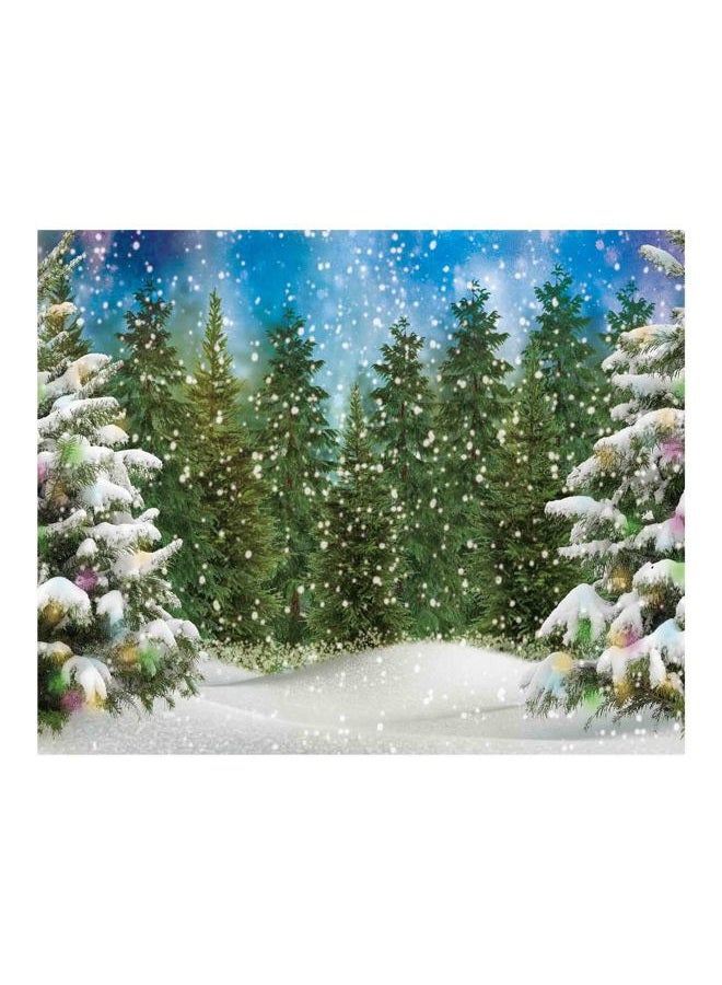 Funnytree 10x8FT Winter Forest Landscape Photography Backdrop Snowy Christmas Pine Tree Background Natural Scene Xmas Party Wall Decoration Supplies Photo Booth - Image 1