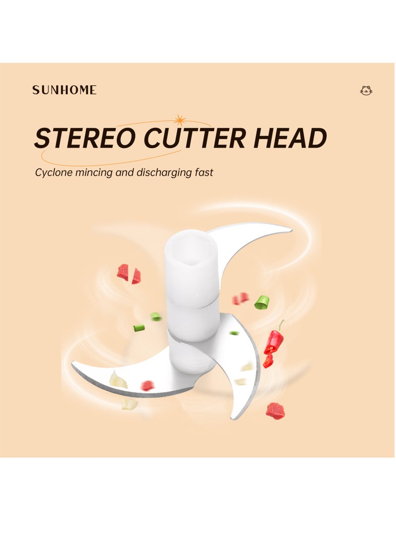 Sunhome 2-in-1 Electric Chopper Mixer Grinder 150ml+300ml 45W SH-188P Pink/Clear  - Image 4