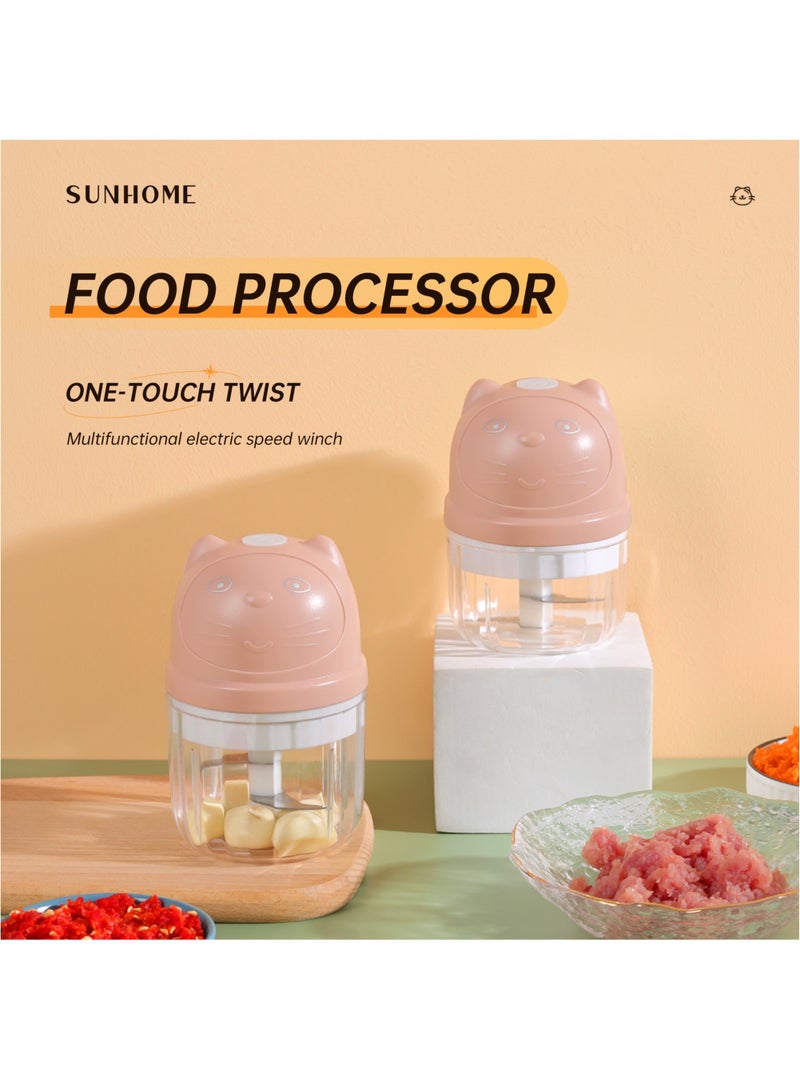 Sunhome 2-in-1 Electric Chopper Mixer Grinder 150ml+300ml 45W SH-188P Pink/Clear  - Image 5