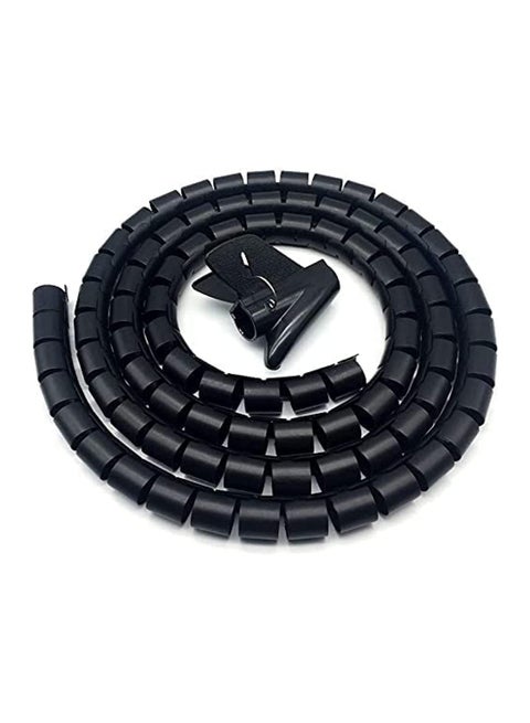 Spiral Wrapping Band Tool Kit Flexible Cable Tidy Organizer Tube Wire Wrap Cable Cover Protector Cord Organizer For Pc TV Computer Ideal For Use In Home Office (2m, black)