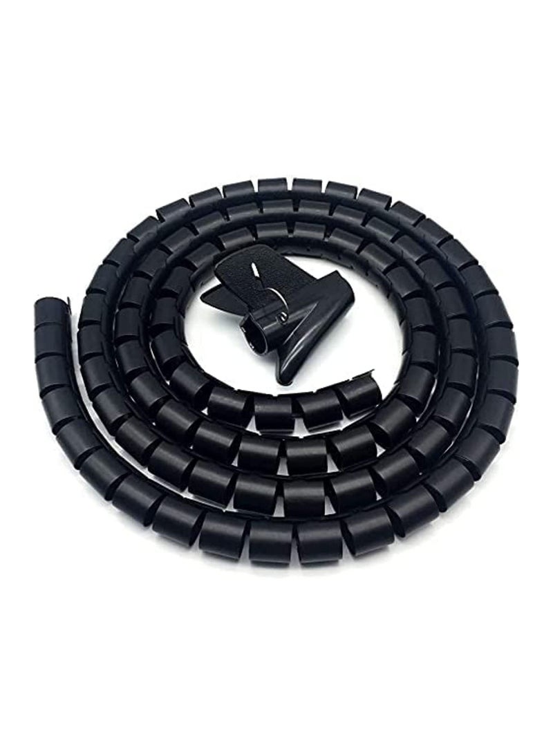 Spiral Wrapping Band Tool Kit Flexible Cable Tidy Organizer Tube Wire Wrap Cable Cover Protector Cord Organizer For Pc TV Computer Ideal For Use In Home Office (2m, black)