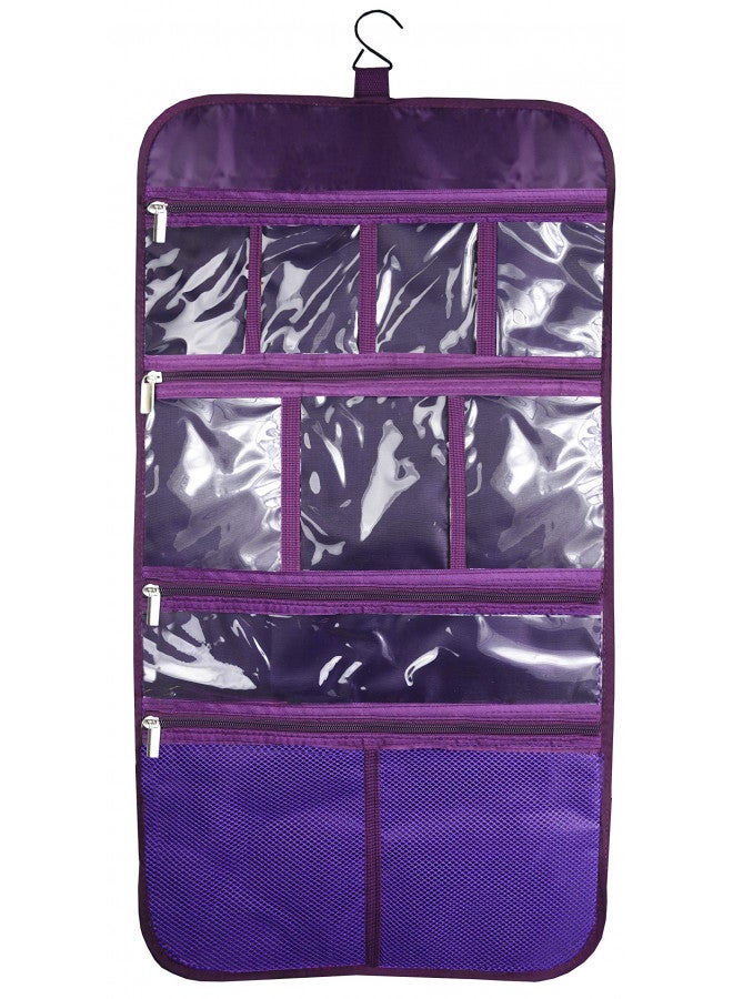 Freegrace Premium Hanging Toiletry Travel Bag - Cosmetic, Jewelry, Toiletry & Accessory Storage Organizer Bag, Large Size, Various Compartments (Purple) - Image 1