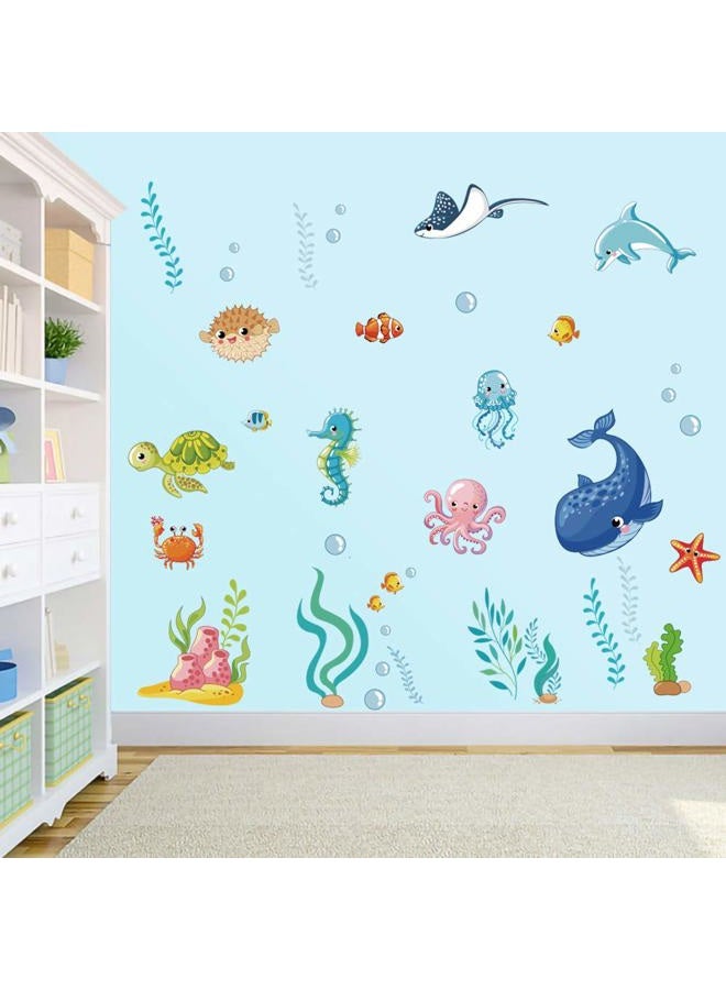 Runtoo Under The Sea Wall Decals Fish Underwater Wall Stickers for Kids Bedroom Nursery Bathroom Adventure Wall Décor - Image 4