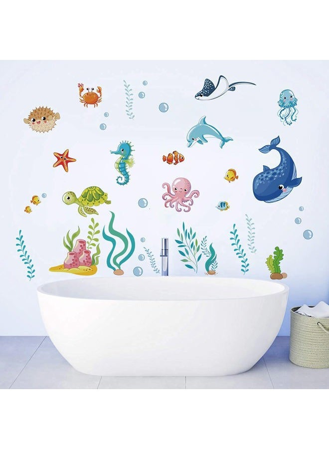 Runtoo Under The Sea Wall Decals Fish Underwater Wall Stickers for Kids Bedroom Nursery Bathroom Adventure Wall Décor - Image 2