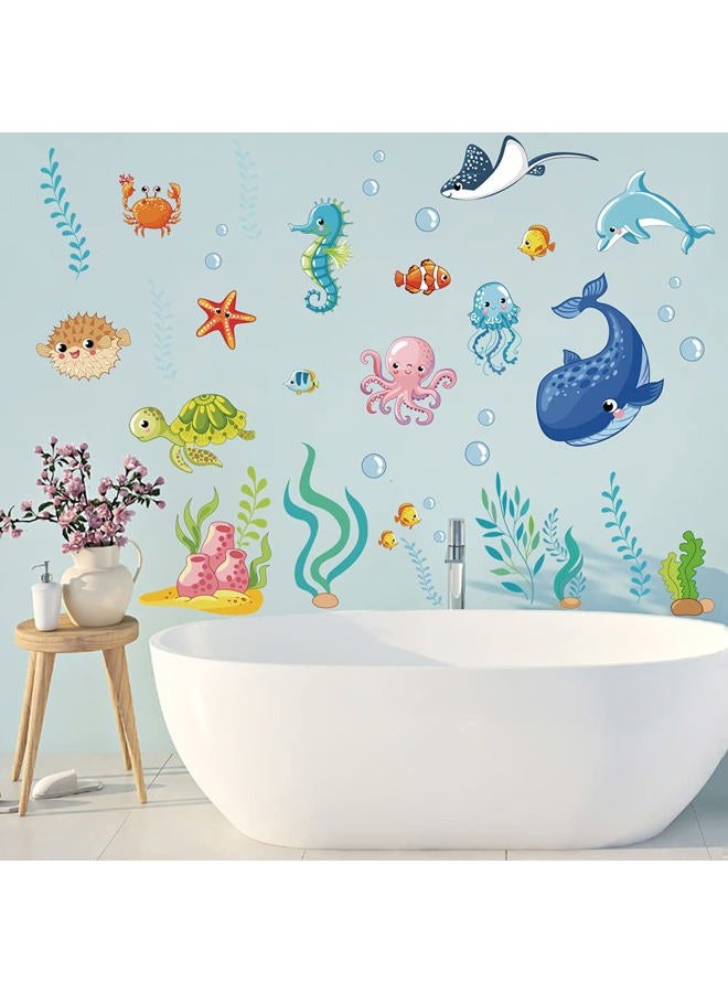 Runtoo Under The Sea Wall Decals Fish Underwater Wall Stickers for Kids Bedroom Nursery Bathroom Adventure Wall Décor - Image 1