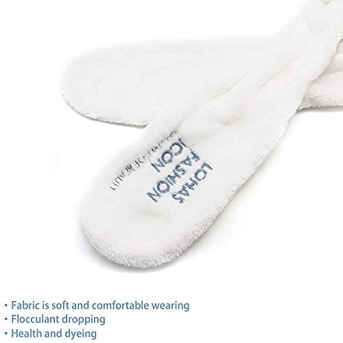 Dofash 2Pcs A Cute Bunny Ears Face Wash Headband, Skincare Makeup Headband, Beauty Lovely Spa Headbands With Delicate Bag For Girls And Woman, White and Gray - Image 5