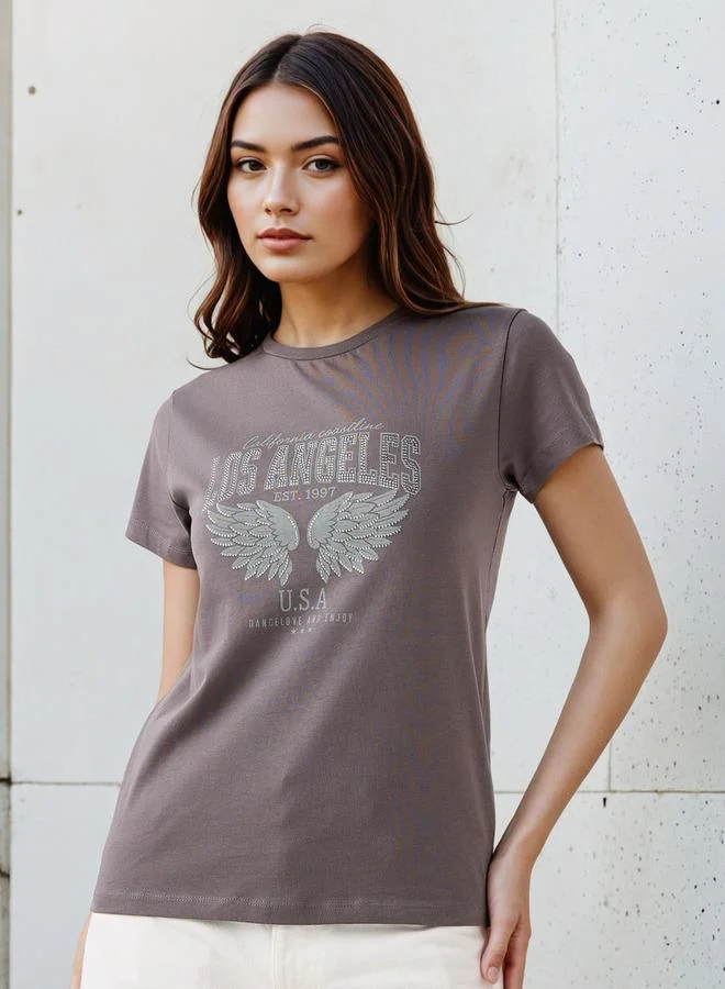 Splash FAV Regular Fit Cotton T-shirt with Graphic Print