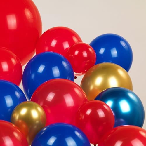 Kozee Red Blue Gold Balloon garland arch Kit 130 PCS chrome blue with foil Star diy long balloons for kid video game Cartoon Hedgehog theme birthday superhero gamer party decorations - Image 4