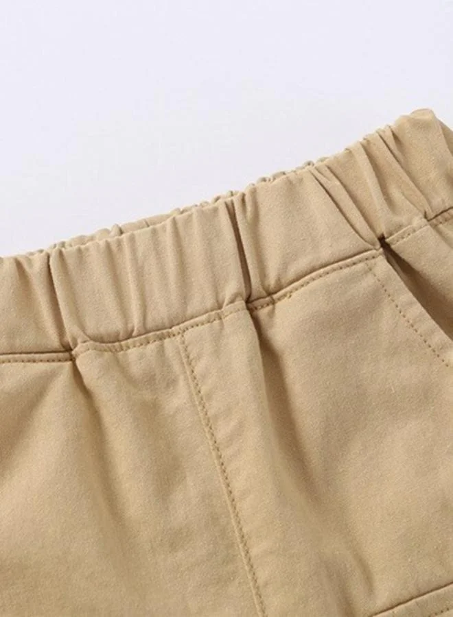 YUNIQEE Beige Regular Fit Mid Rise Printed Shorts