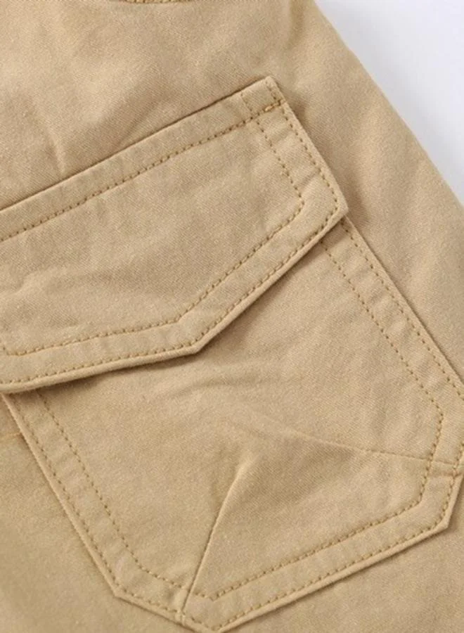 YUNIQEE Beige Regular Fit Mid Rise Printed Shorts