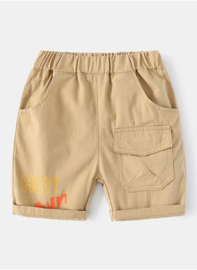 يونيكي Beige Regular Fit Mid Rise Printed Shorts