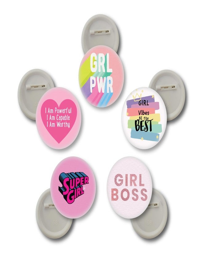 دي2سي شارات تحفيزية للبنات من D2C مقاس 58 مم | شارات دائرية لامعة مقاس 58 مم تحمل اقتباسات ملهمة | عبوة من 5 قطع - أنماط متعددة (احلمي أحلاماً كبيرة) - Image 1
