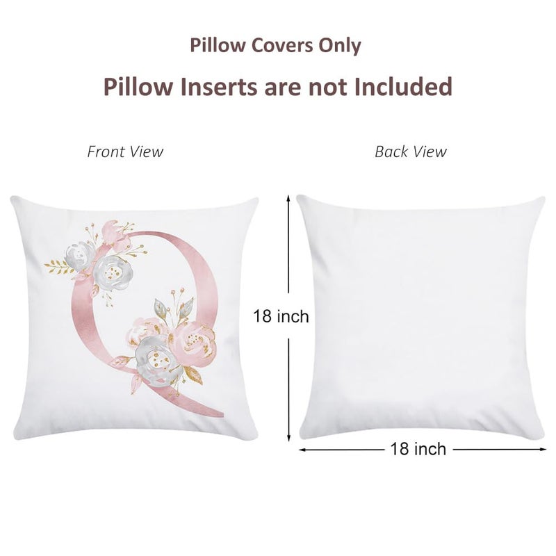 Tillskuch Pink Throw Pillow Covers Cute Alphabet Decorative Cushion Covers Square Letter Throw Pillows Protectors for Sofa Couch Bedroom Chair Home Decor 18 x 18 Inch(Q) - Image 5