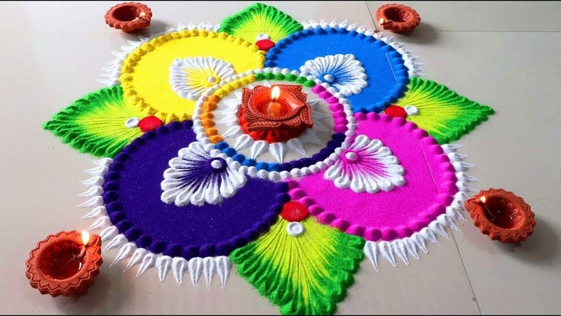 Rangoli Rangoli ColorsFestival DiwaliNatural Organic PowderRedYellowBlueDark GreenKai Special Occasionsfor Rangoli Daily Pooja Needs 500 Gram  - Image 2