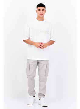 Algspar Men Crew Neck Short Sleeve Brand Logo T-Shirts, White  - Image 4