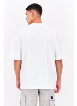 Algspar Men Crew Neck Short Sleeve Brand Logo T-Shirts, White  - Image 3