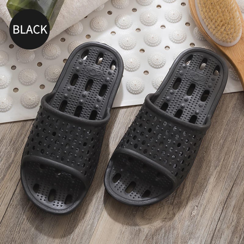Xomiboe Shower Shoes Men Shower Slippers Women Non Slip Flip Flops Bathroom for College Dorm Room Essentials Sandals Slides With Holes Students Boys Girl Gym (Black,EU48-49) - Image 2