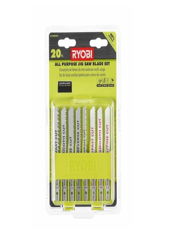 Ryobi All Purpose Jig Saw Blade Set (20-Piece), A14AK201 - Image 1