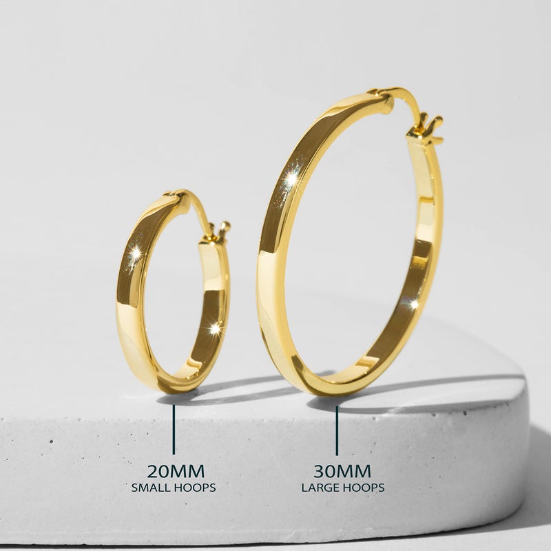 PAVOI 14K Gold Plated 925 Sterling Silver Post Lightweight Hoops | 20mm Pack White & Yellow Gold Hoop Earrings for Women - Image 3