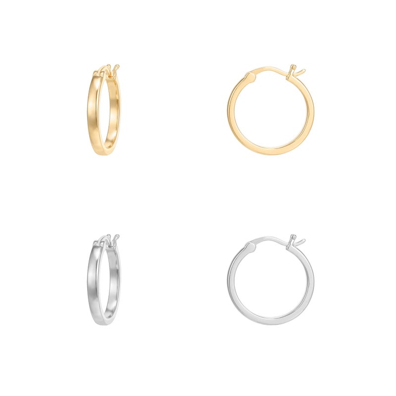 PAVOI 14K Gold Plated 925 Sterling Silver Post Lightweight Hoops | 20mm Pack White & Yellow Gold Hoop Earrings for Women - Image 1