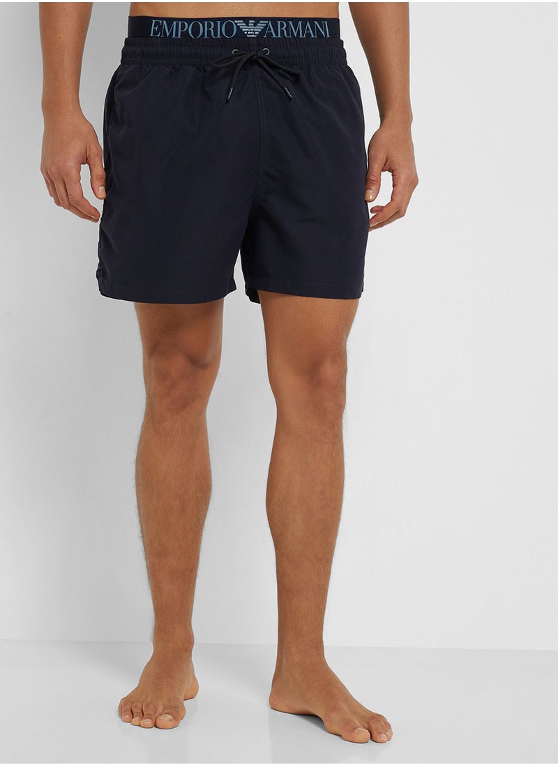 EMPORIO ARMANI Beachwear Logo  Drawstring Shorts  - Image 1
