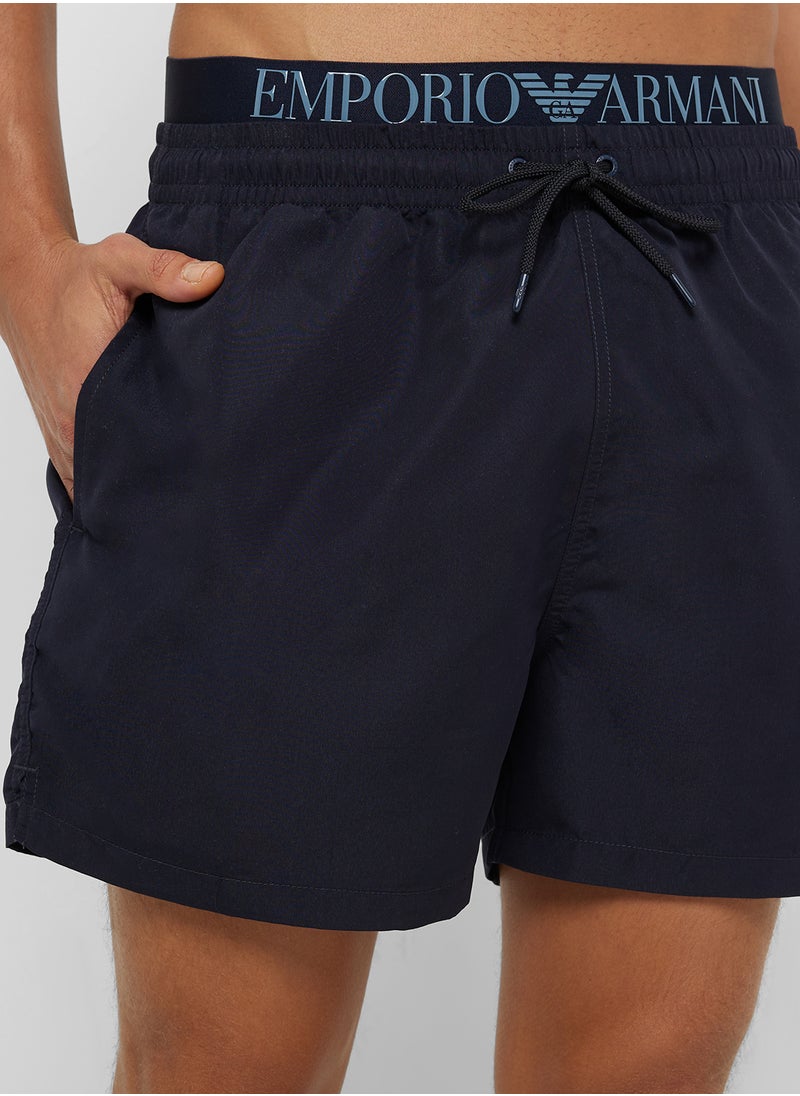 EMPORIO ARMANI Beachwear Logo  Drawstring Shorts  - Image 4
