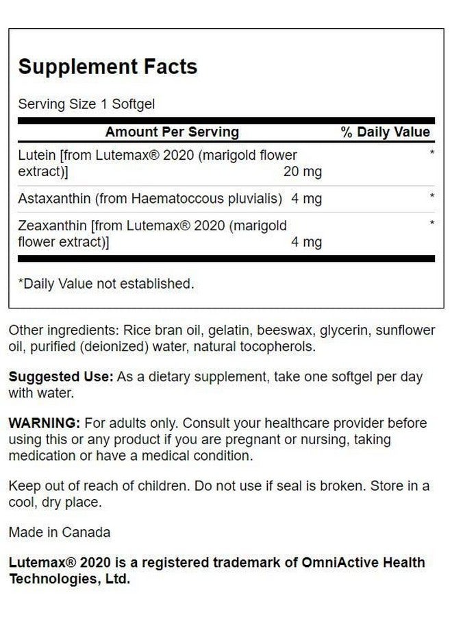 Swanson Ultimate Ocular Antioxidant - Featuring Lutemax 2020 30 Sgels (4 Pack) - Image 2