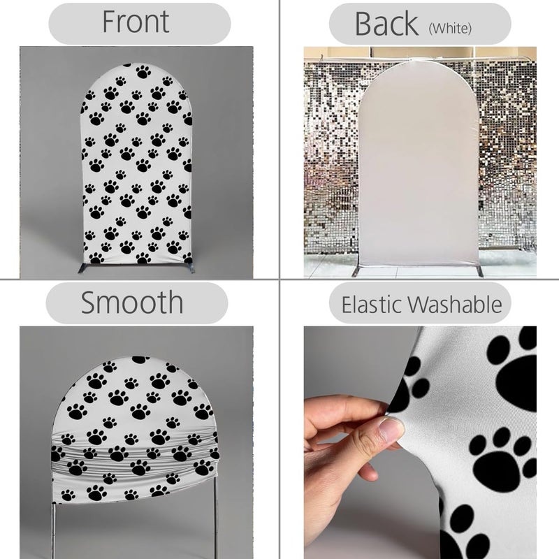 FiVan Arched Backdrop for Birthday Baby Shower Party Decoration Arch Wall Stretchy Fabric Cover Photography Background 4x7ft Paw Background - Image 3
