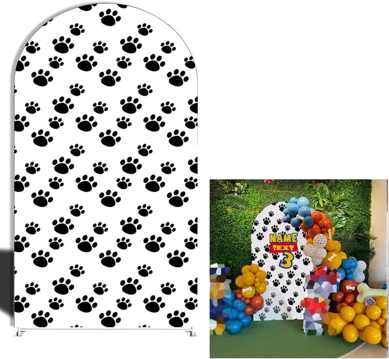 FiVan Arched Backdrop for Birthday Baby Shower Party Decoration Arch Wall Stretchy Fabric Cover Photography Background 4x7ft Paw Background - Image 1