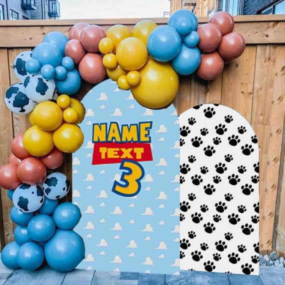 FiVan Arched Backdrop for Birthday Baby Shower Party Decoration Arch Wall Stretchy Fabric Cover Photography Background 4x7ft Paw Background - Image 4