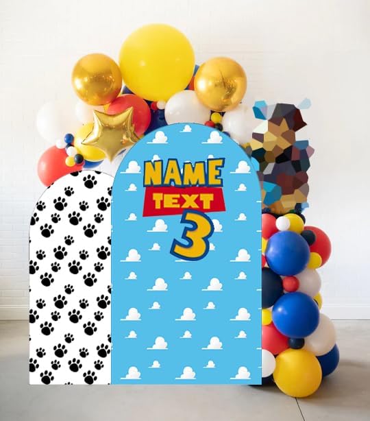 FiVan Arched Backdrop for Birthday Baby Shower Party Decoration Arch Wall Stretchy Fabric Cover Photography Background 4x7ft Paw Background - Image 5