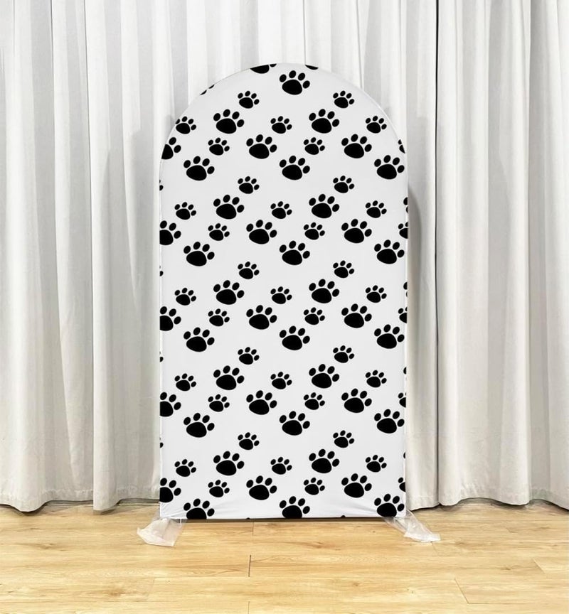 FiVan Arched Backdrop for Birthday Baby Shower Party Decoration Arch Wall Stretchy Fabric Cover Photography Background 4x7ft Paw Background - Image 2