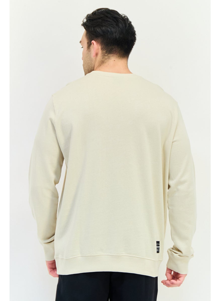 Paul Frank Men Crew Neck Long Sleeve Grpahic Print Sweatshirt, Beige  - Image 3