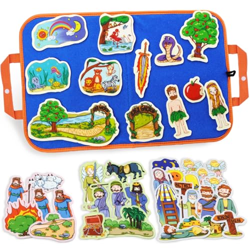 CHEFAN FeltFlannel Board Story Set of 4 PRECUT Felt Pieces for Preschool Toddlers Circle TimeBible StoryFeeding The 5000 Nicodemus Jesus Walking on The Water The Lost Coin - Image 1