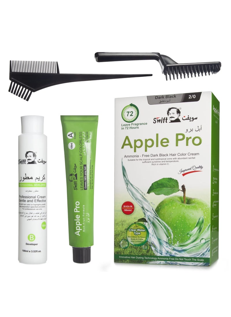 Swift Apple Hair Dye Cream 2/0 Dark Black 100 + 100 ml  - Image 1