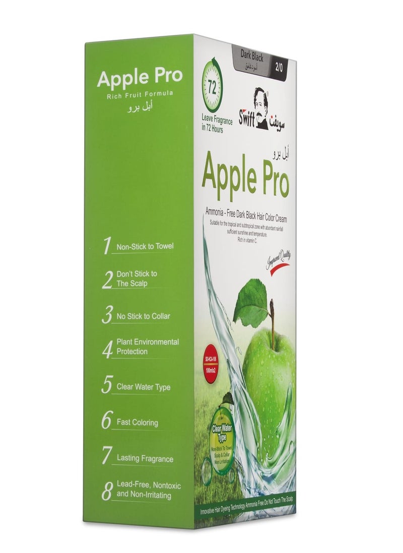 Swift Apple Hair Dye Cream 2/0 Dark Black 100 + 100 ml  - Image 2