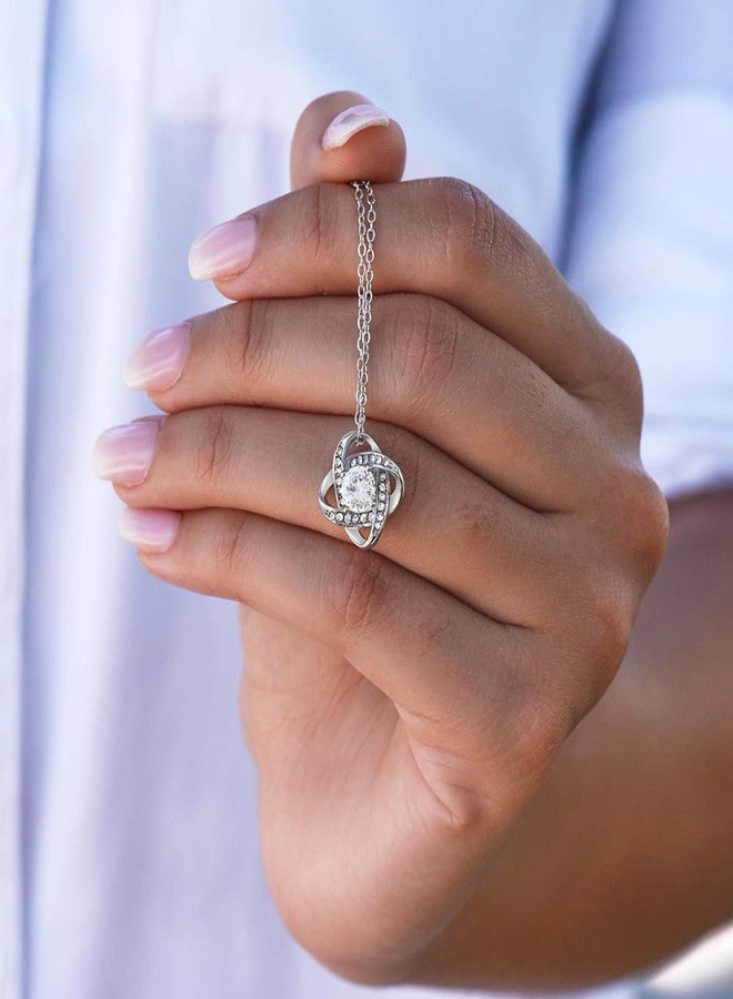 LUXUS™ Love Knot Necklace for Daughter from Dad - Inspirational 18K White Gold Finish, Thoughtful Gift for Birthday, Graduation & Christmas, Empowering Message Necklace, Comes in Luxury Gift Box - Image 5