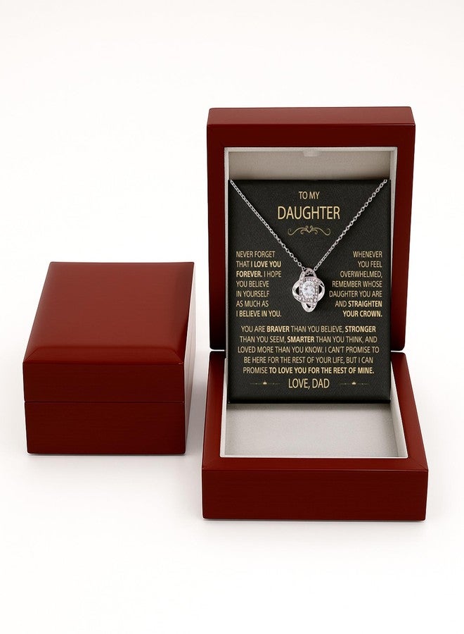 LUXUS™ Love Knot Necklace for Daughter from Dad - Inspirational 18K White Gold Finish, Thoughtful Gift for Birthday, Graduation & Christmas, Empowering Message Necklace, Comes in Luxury Gift Box - Image 2