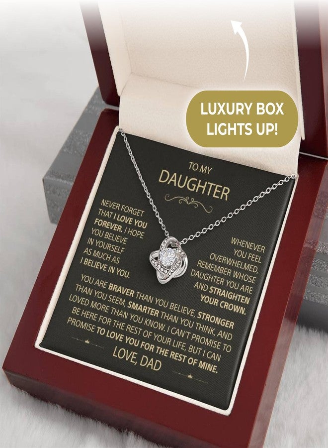 LUXUS™ Love Knot Necklace for Daughter from Dad - Inspirational 18K White Gold Finish, Thoughtful Gift for Birthday, Graduation & Christmas, Empowering Message Necklace, Comes in Luxury Gift Box - Image 3
