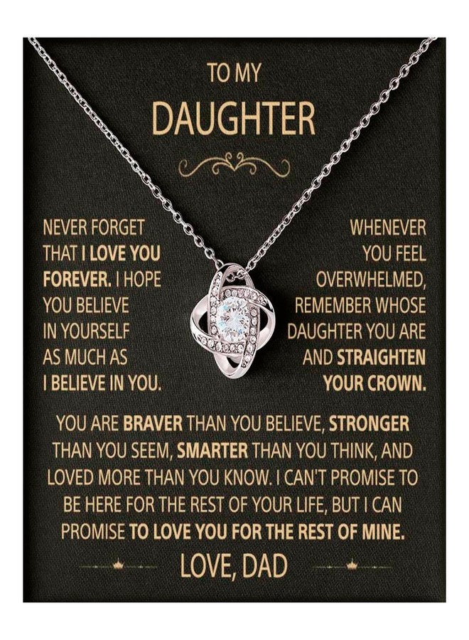 LUXUS™ Love Knot Necklace for Daughter from Dad - Inspirational 18K White Gold Finish, Thoughtful Gift for Birthday, Graduation & Christmas, Empowering Message Necklace, Comes in Luxury Gift Box - Image 1
