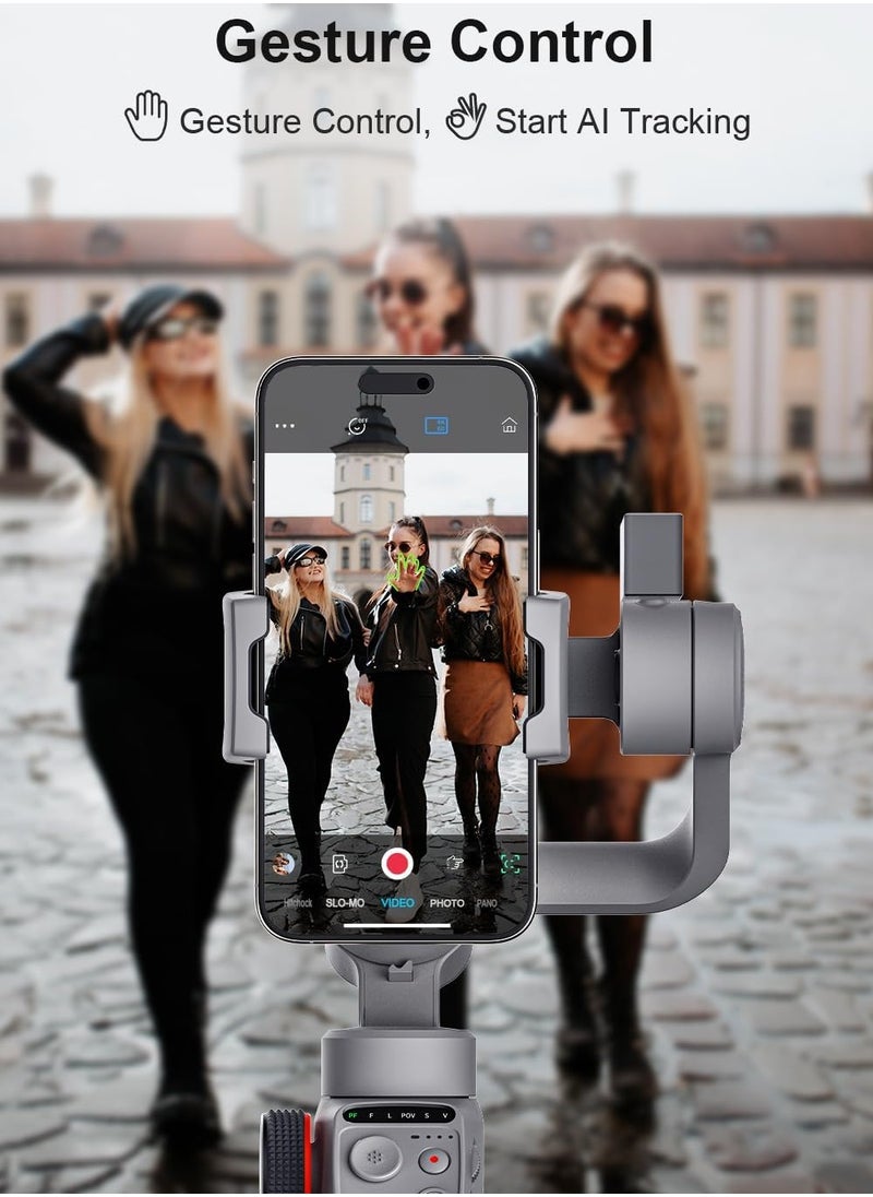 FUNSNAP - C05 Gimbal Stabilizer for Smartphone, iPhone Gimbal w/Focus Wheel Face/Object Tracking Gimbal for iPhone 15 14 Pro Max/Android 3-Axis Handheld Phone Gimbal for Video Recording - Image 1